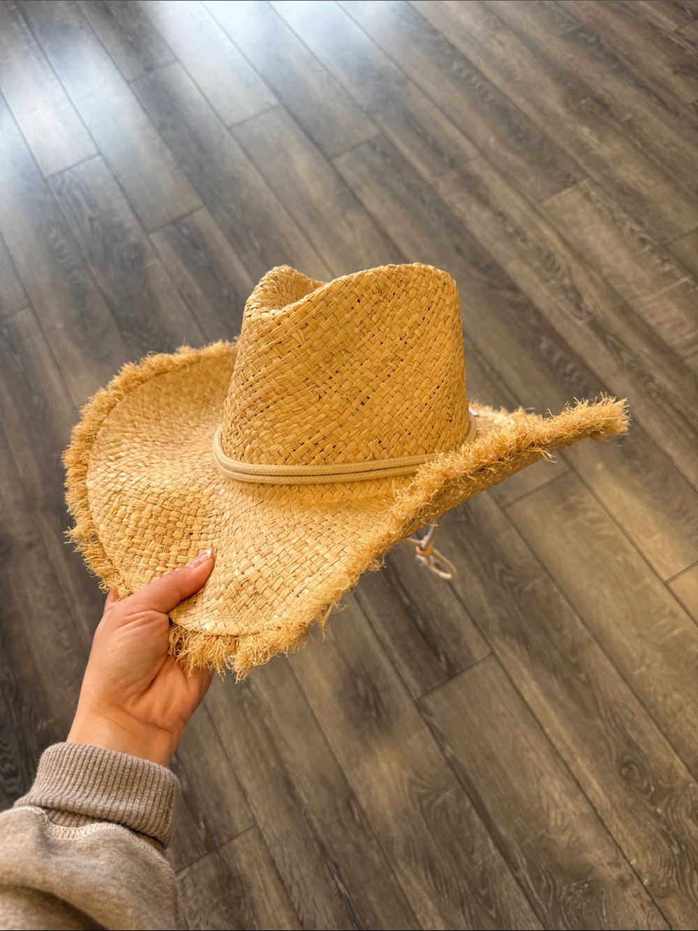 Woven Straw Cowboy Hat in Natural Beige